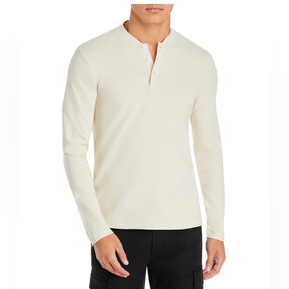 BOSS Slim Fit Ribbed Henley - Exclusive. Open white
